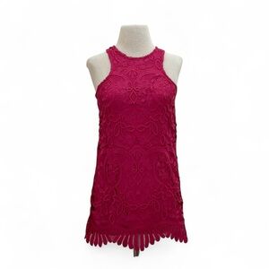 Lovers and Friends Caspian Lace Floral Shift Mini Dress in Fuchsia Size XSmall